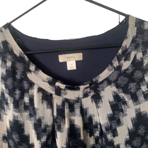 Pre Owned Women’s CJ Banks Sleeveless Blouse Geometric Blue White Sz XXL - Picture 7 of 10